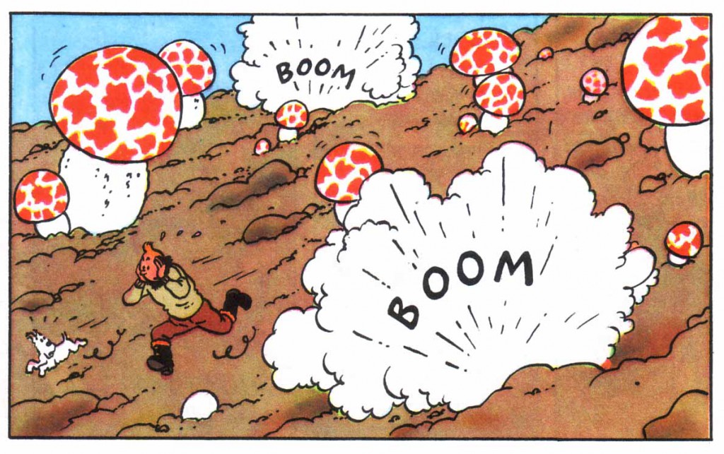 Tintin exploding mushrooms