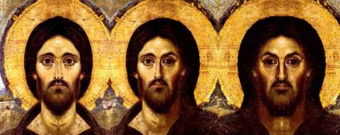 Encaustic Christ triple portrait
